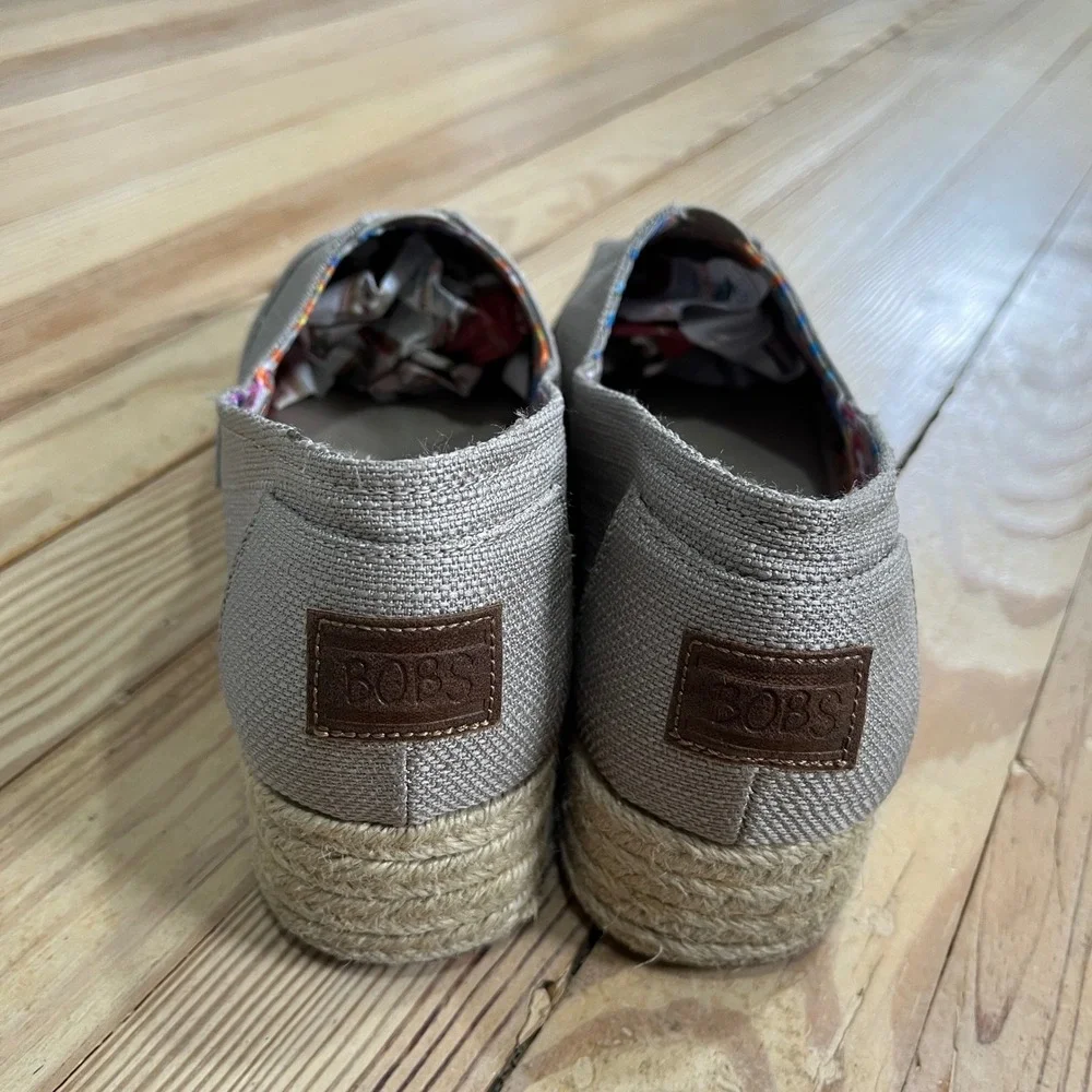 Skechers Bobs Highlights 2.0 Taupe Espadrille Platform Slip On Shoes Womens‎ 8.5